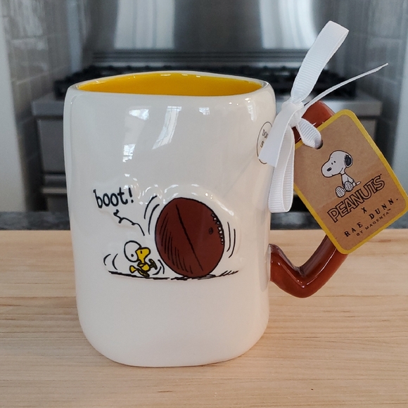 Rae Dunn Other - Rae Dunn Peanuts Collaboration White Ceramic Football Themed Mug